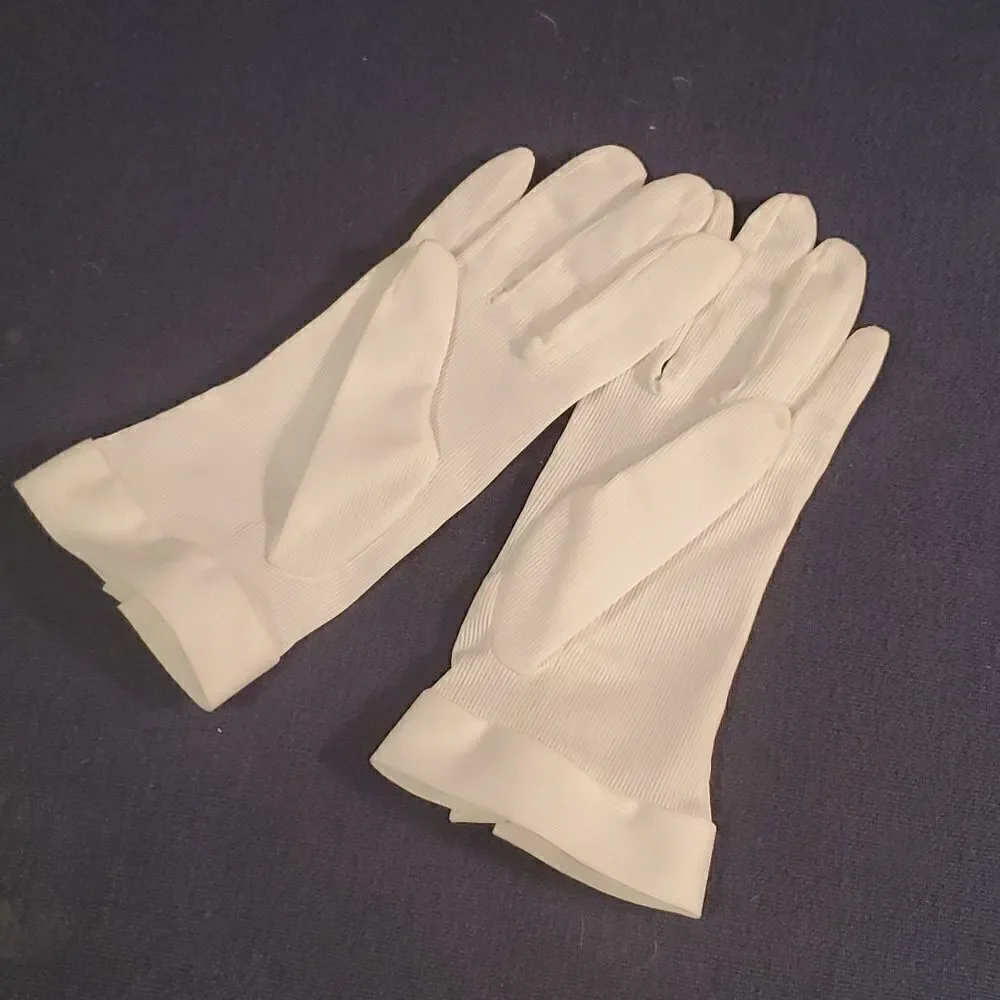 ‎Vintage white gloves with button flip